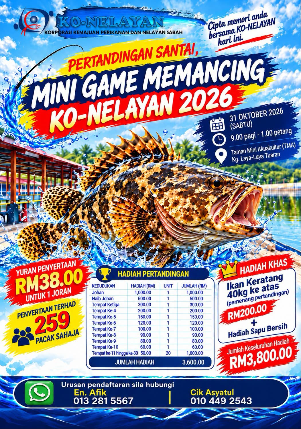 Poster Pertandingan Santai Mini Game Memancing Ko-Nelayan 2026